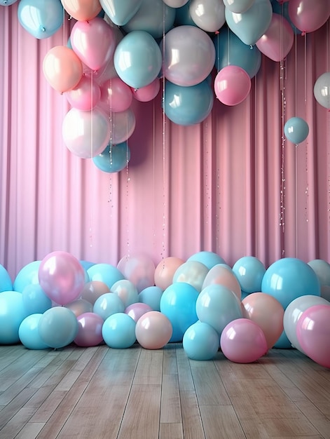 colorful party birthday background with balloons baby shower interior