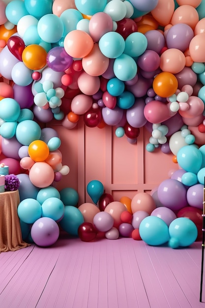 colorful party birthday background with balloons baby shower interior