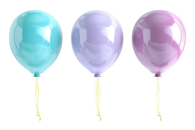 Colorful Pastel Balloons Cluster Against White Background