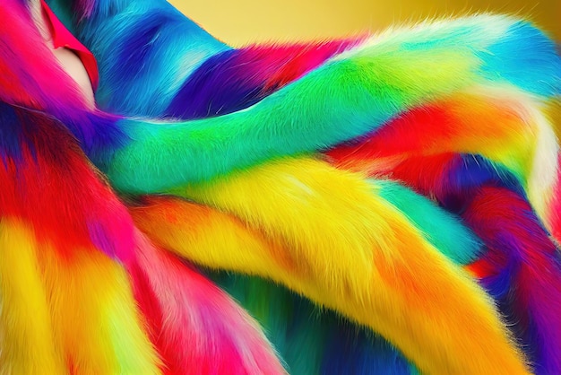 Colorful pastel faux fur background fluffy texture