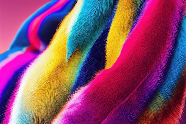 Colorful pastel faux fur background fluffy texture