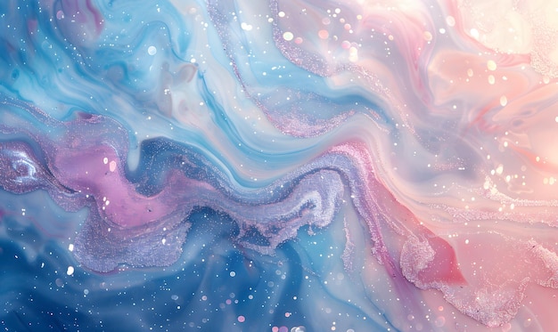 Colorful pastel marble background with glitter and shiny swirls