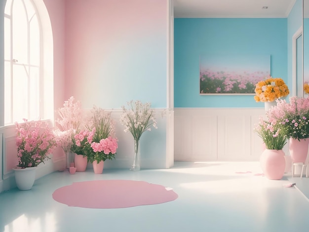 Colorful Pastel Minimalist Space Empty Room Background