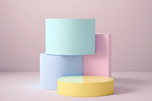 Colorful pastel object podium product display AI generation