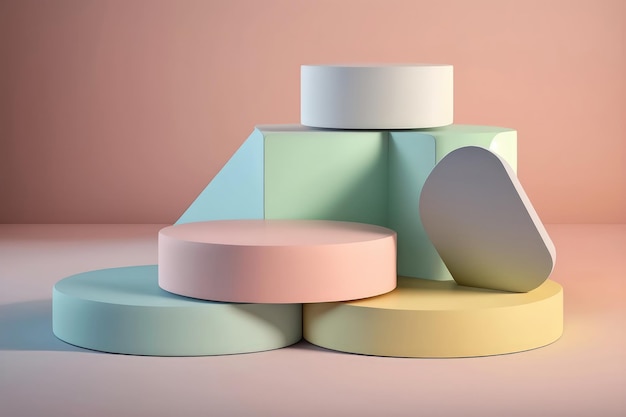 Colorful pastel object podium product display AI generation