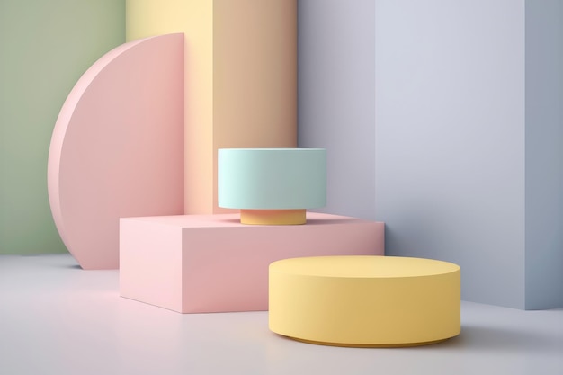 Colorful pastel object podium product display AI generation