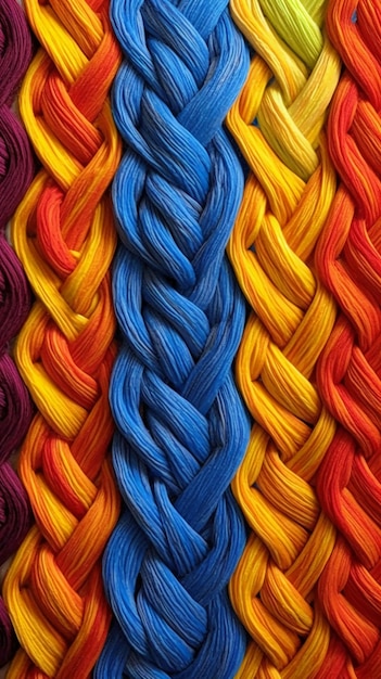 A colorful pattern of threads with the colors of the rainbow.