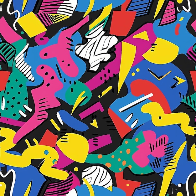 a colorful pattern with a colorful fish and a colorful fish