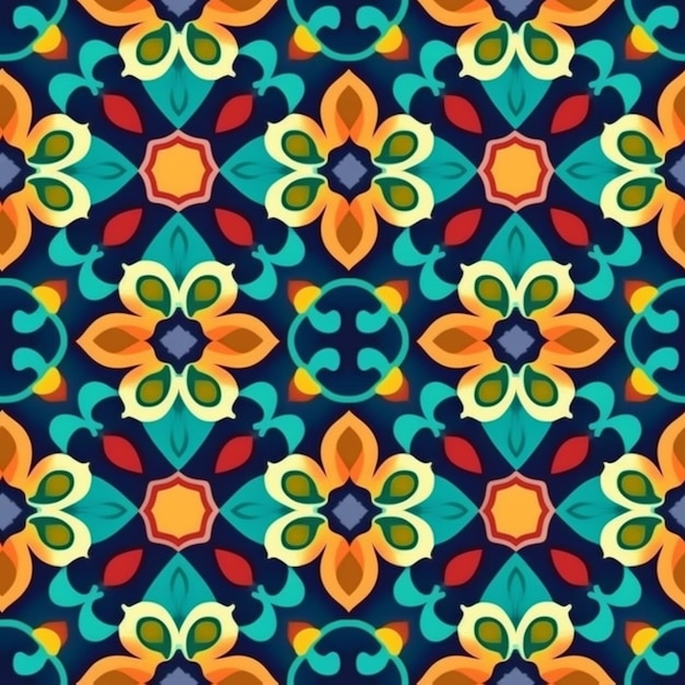 A colorful pattern with a floral pattern.