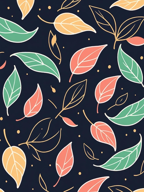 Photo a colorful pattern with leaves and the word autumn on it