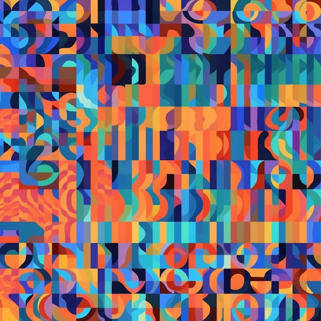 A colorful pattern with letters in different colors.