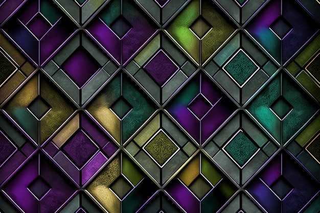 A colorful pattern with squares and the word cubes on it