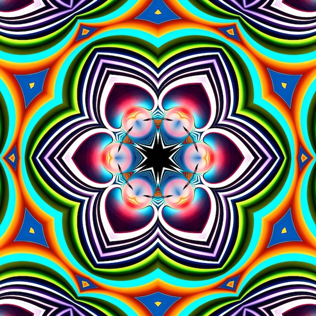 A colorful pattern with a star in the middle.