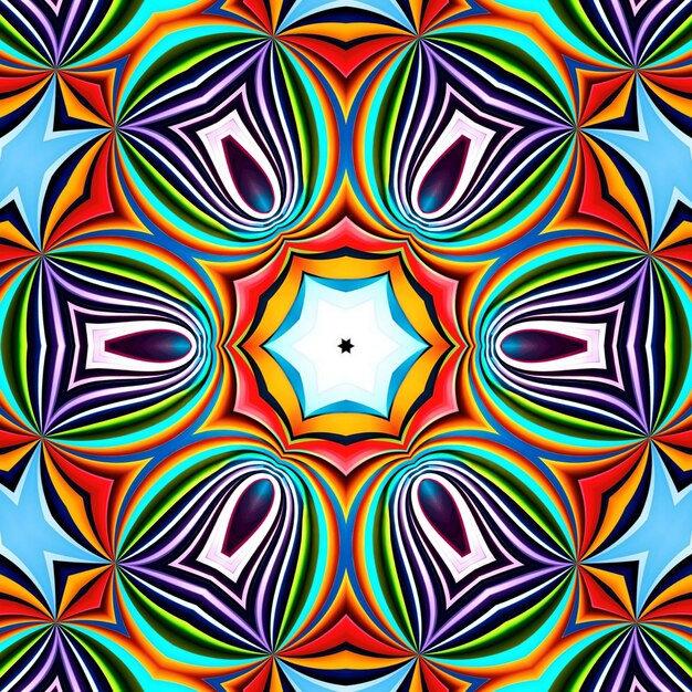 A colorful pattern with a star in the middle.