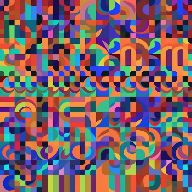 A colorful pattern with the word " on it's side.