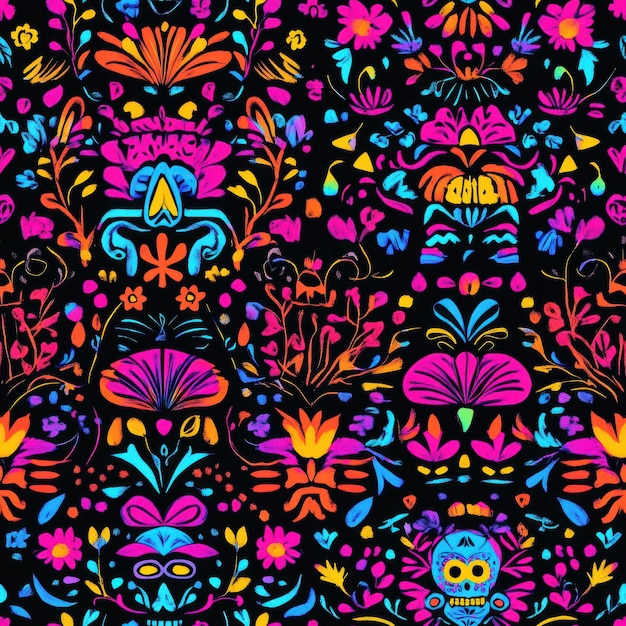 colorful patterns and patterns are displayed on a black background