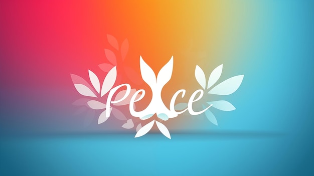 Photo colorful peace symbol with olive leaves and gradient background