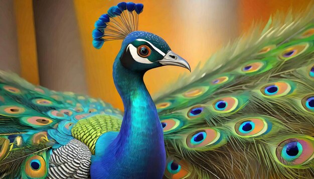 A colorful peacock with a blue and green tail