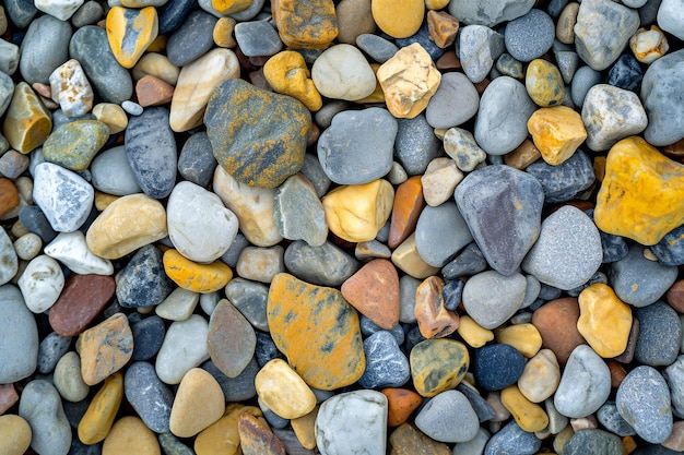 Colorful pebble stones background Texture of pebbles