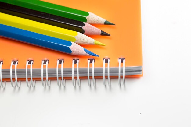 Colorful pencils isolated on the white background