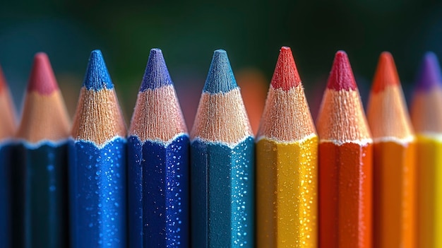 Colorful Pencils in a Row CloseUp