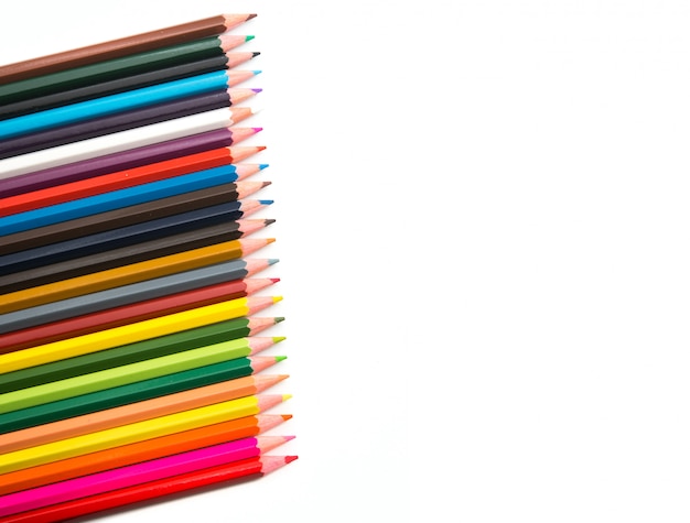 Colorful pencils on white 