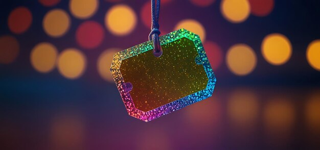 a colorful pendant hangs from a string with a string that says quot rainbow quot