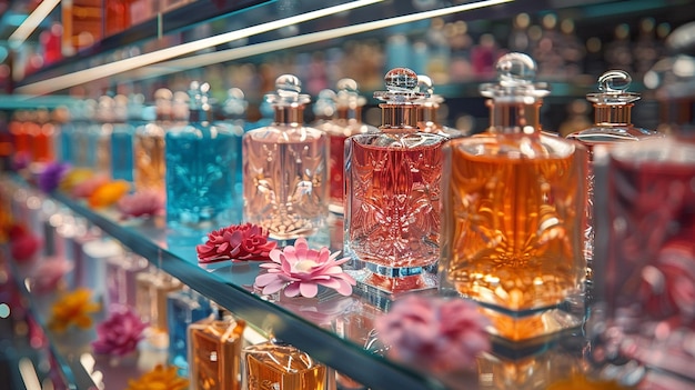 Photo colorful perfume bottles