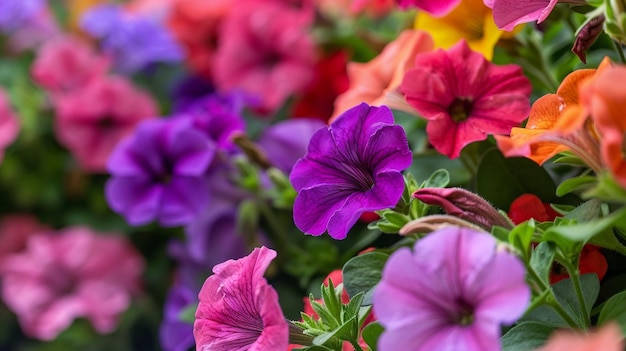 Photo colorful petunias in a vase beautiful flower arrangement illustration