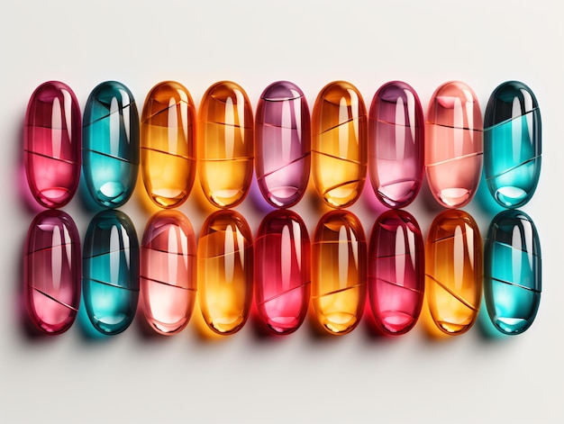 Colorful Pharmacy Capsules Many Different Medications or Pills Generative AI