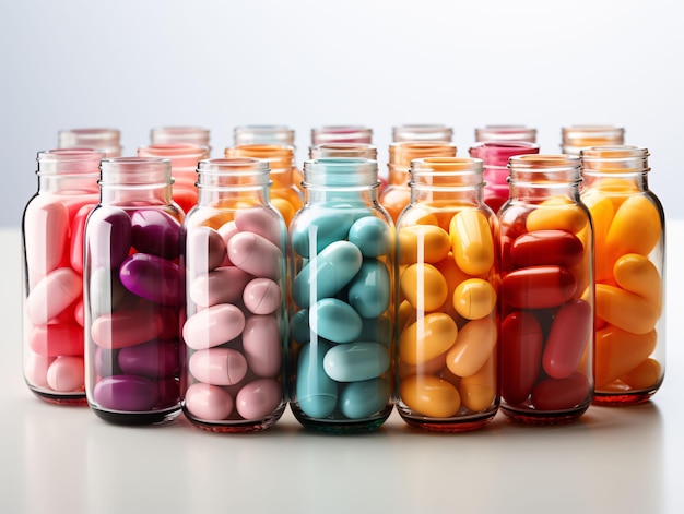 Colorful Pharmacy Capsules Many Different Medications or Pills Generative AI