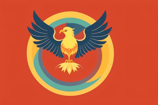 Photo colorful phoenix bird in gradient logo