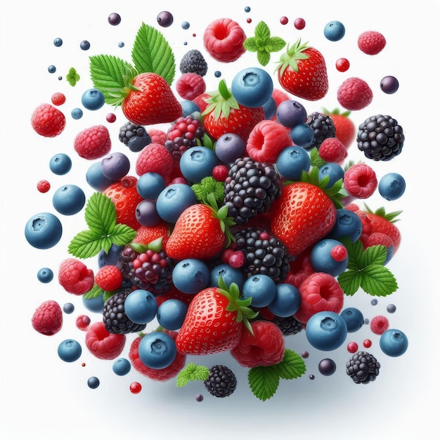 a colorful picture of berries and berries with a white background