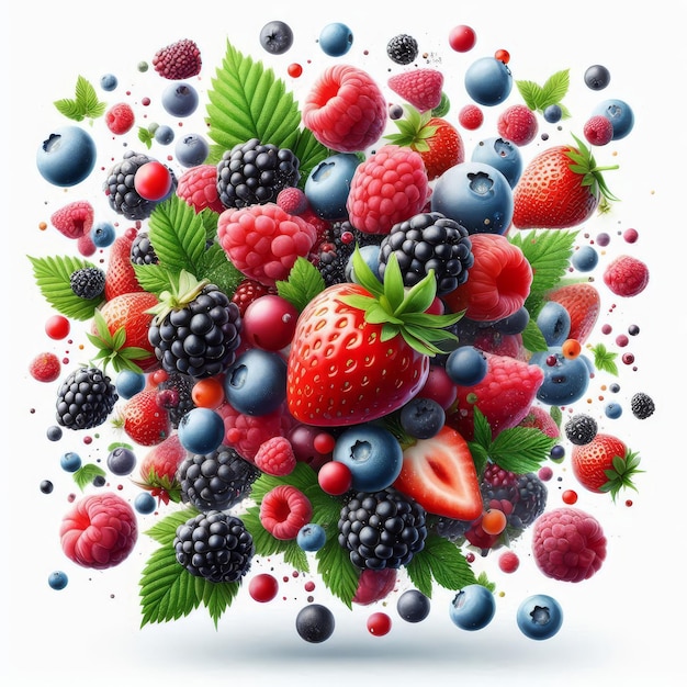 a colorful picture of berries and raspberries