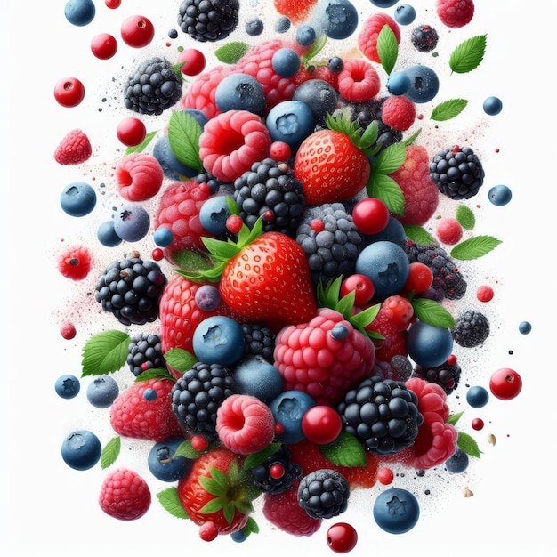 a colorful picture of berries and raspberries