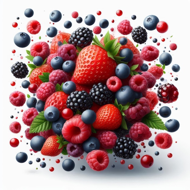 a colorful picture of berries and raspberries