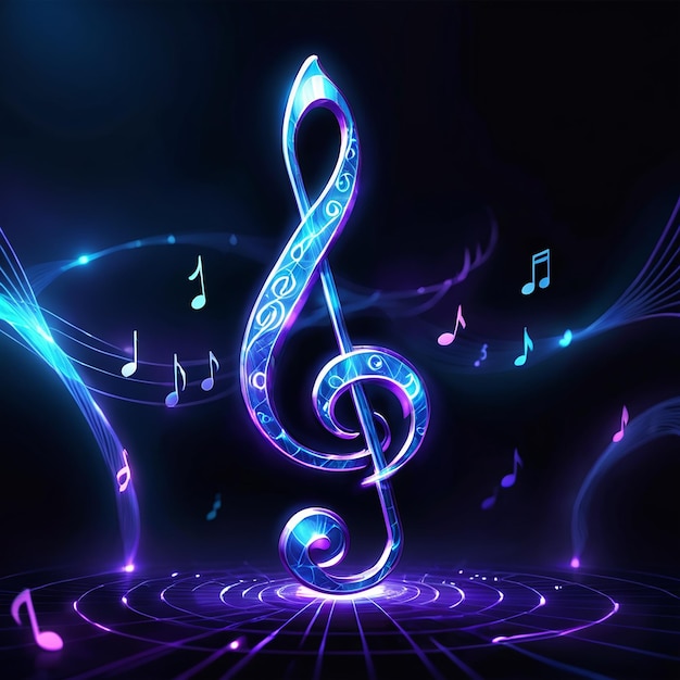 colorful picture of a blue and purple music background with a blue and purple colored musical note