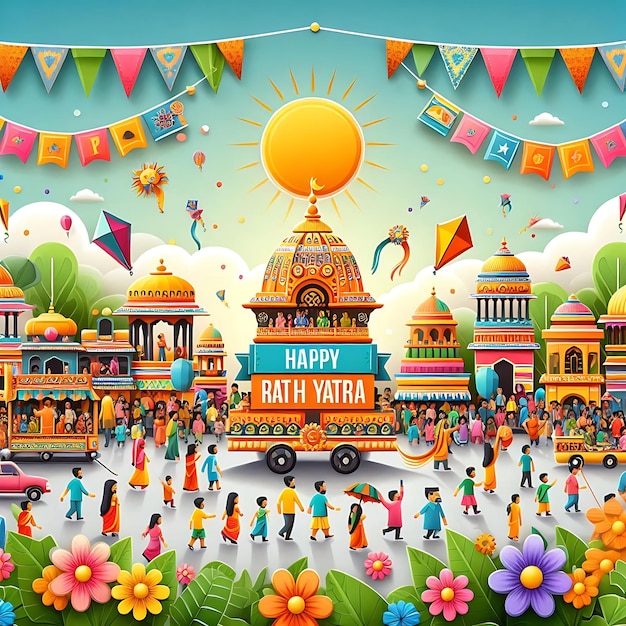 a colorful picture of a celebration with a sign that says  faith