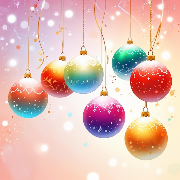 a colorful picture of a christmas ball hanging from a string