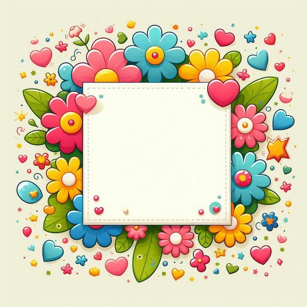 Photo a colorful picture of flowers and a frame with a frame that says quot love quot