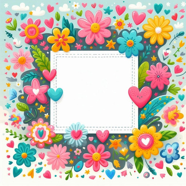 a colorful picture of flowers and a frame with a frame that says love