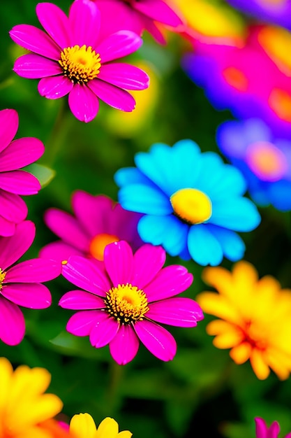 a colorful picture of flowers with the words daisy on the bottom