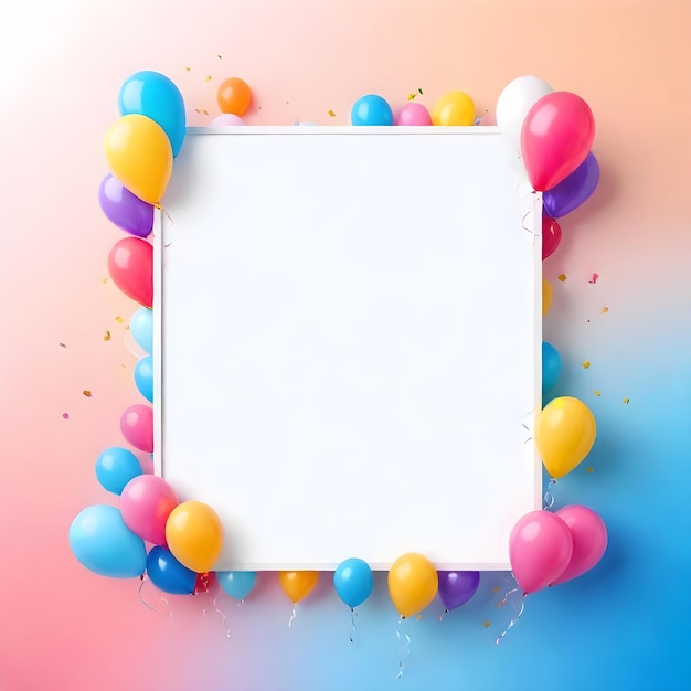 Photo a colorful picture frame with balloons and a colorful background