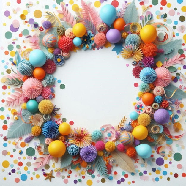 a colorful picture frame with a white frame and colorful candies