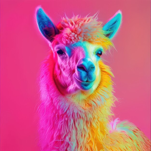 Photo a colorful picture of a llama with the words  giraffe  on it