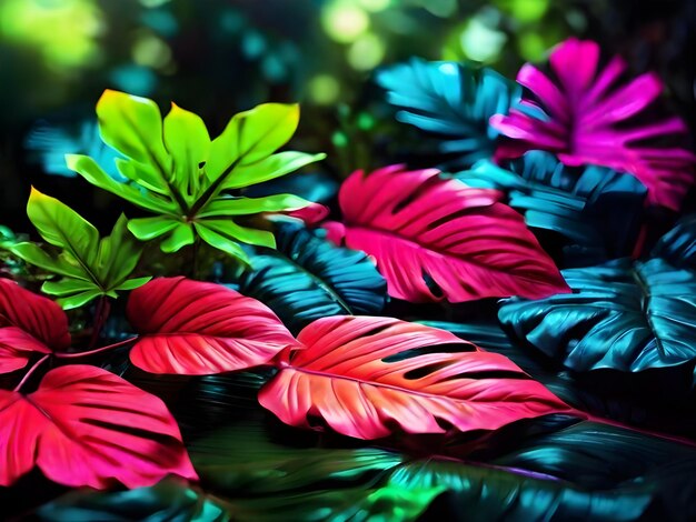 Photo a colorful picture of a plant with pink and green leaves