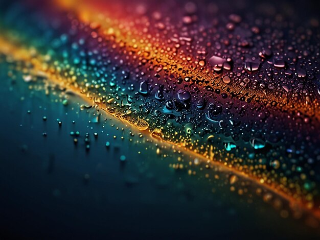 Photo a colorful picture of a rainbow with water drops on it