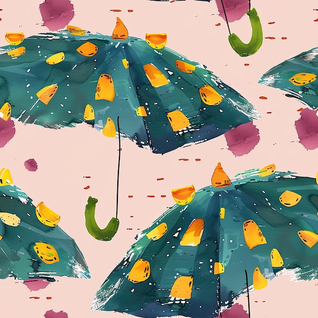 a colorful picture of an umbrella with fish on it