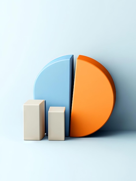 Photo colorful pie chart and block graph representing data visualization and analytics in modern design