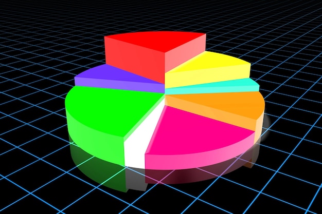 Colorful pie chart isolated on black background